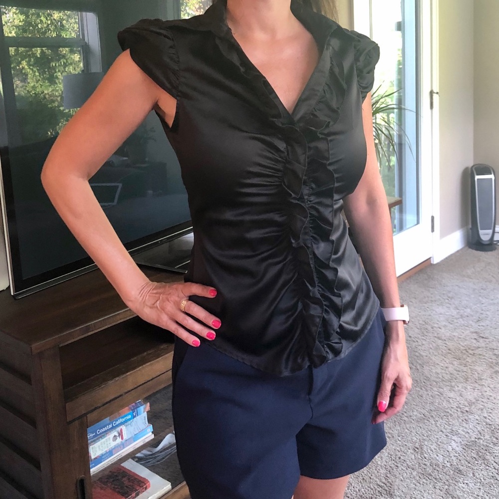 Black XOXO sateen blouse